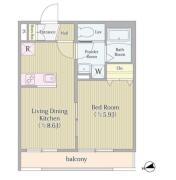 ＡＩＦＬＡＴ　ＭＥＪＩＲＯ（アイフラット　メジロ） １０１間取り画像