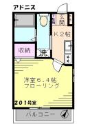 Adonis（アドニス） 201号室間取り画像